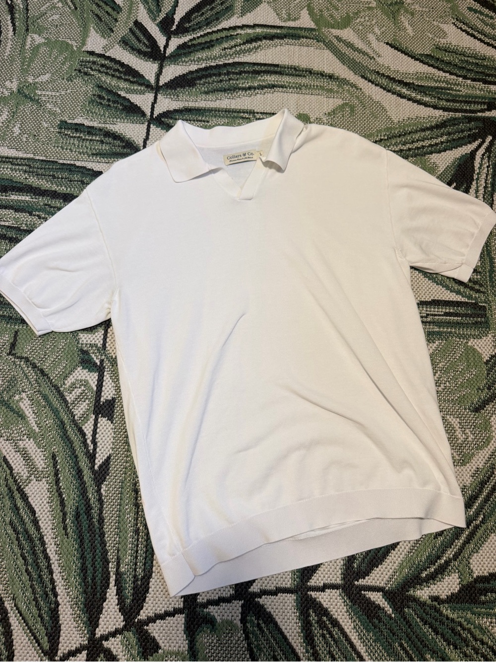 Collars & Co. Vee Collar Short-Sleeve Polo - White Mens Size Large